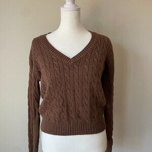Brandy Melville Women's Brown Cable Knit Sweater